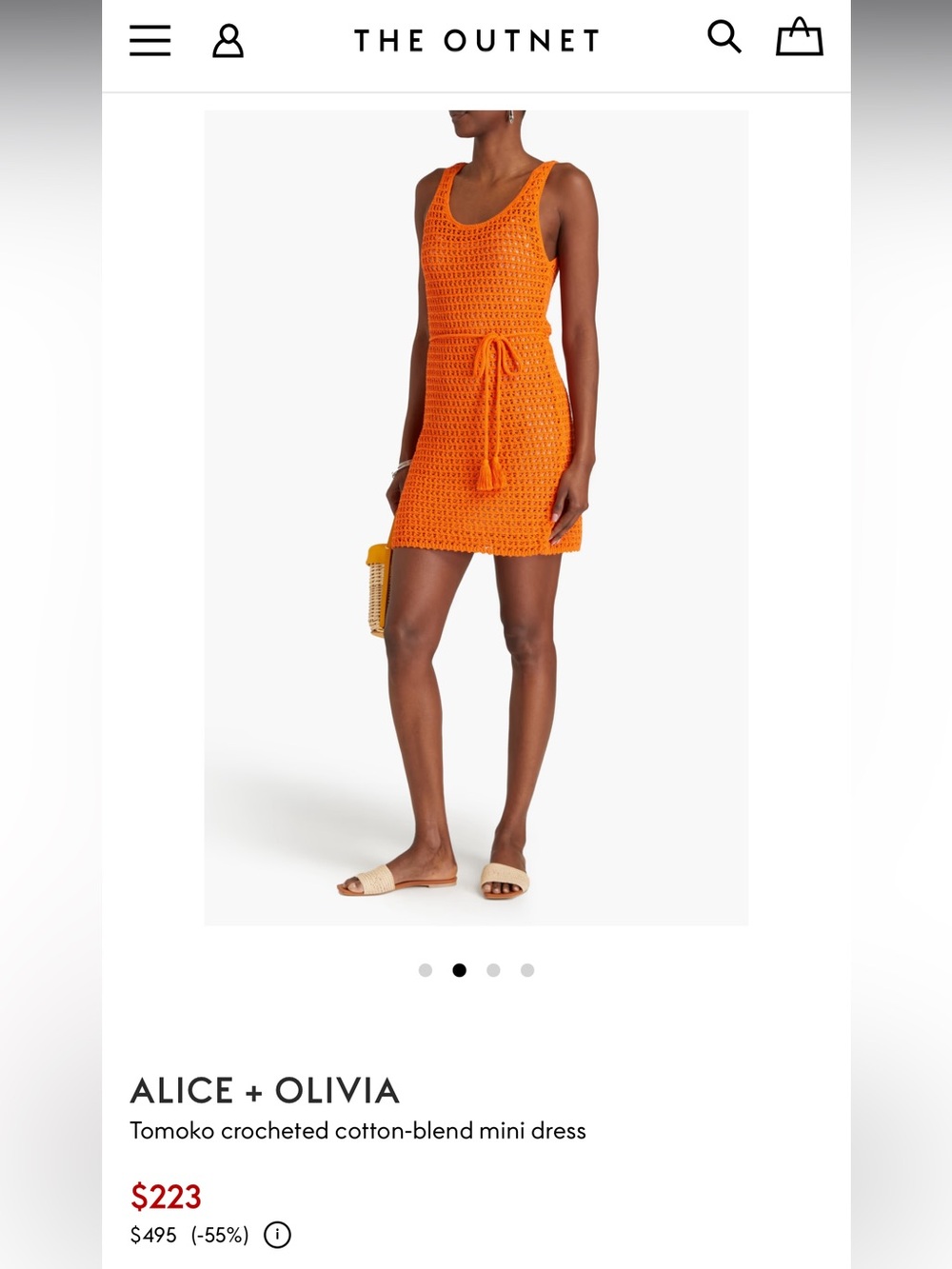 Alice + Olivia Bright Orange Crochet Tank Dress